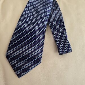 Geoffrey Beene Blue Geometric Silk Necktie Tie